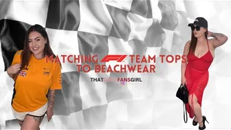 NATALIA REYNOLDS - MATCHING F1/FORMULA 1 TEAM TOPS TO BEACH/SWIMWEAR