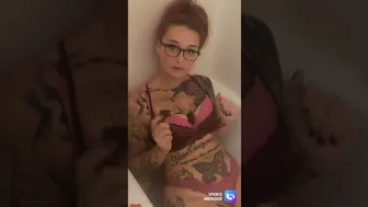 WAM Tatted girl in the tub eating donuts!