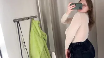 [4K] Dressing room Try on Haul | Transparent tops #3