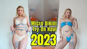 ???? Micro Bikini Try-On Haul 2023 | White & Blue Bikinis | Sun-Kissed Vibes ☀️