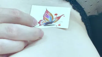 Creative Temporary Art: Pink Butterfly Sticker Tattoos