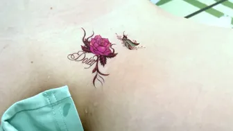 Temporary Tattoo Art: Butterfly and Rose Designs