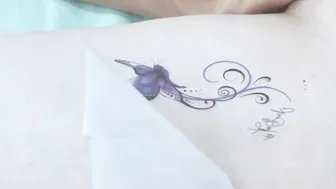 Temporary Ink Magic: Purple Butterfly Tattoo Showcase #4