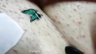 #008 Creating temporary tattoos at home - red flower and green butterfly #3