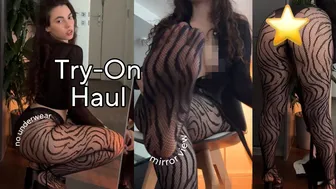 Tights Try-On Haul | 4k | Patterned Tights | Close-up view and see through #1