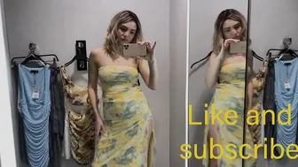 Transparent dresses try on haul in changing room #tryon #transparent #seethroughdress #3