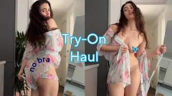 Try-On Haul transparent Robe | 4k | blue robe | See through & no bra #1