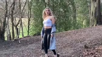 Transparent tops and bra try on haul in the forest♥️♥️#outdoor #heels #mesh #1