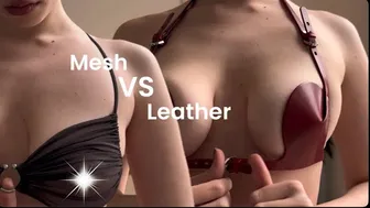 Mesh & Leather lingerie Try-On Haul | 4k | Anoeses red leather set #1