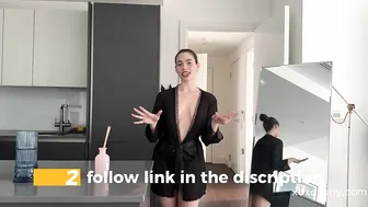 Trying on stockings in black robe | 4k | Mesh | See-through and no bra #2