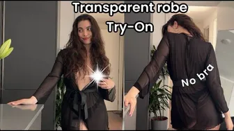 Transparent Robe Try-On Haul | 4k | Black Robe | See Through & No Bra #1