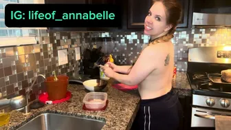 Cooking Chili Dogs - TOPLESS NO BRA