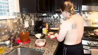 Cooking Chili Dogs - TOPLESS NO BRA #2