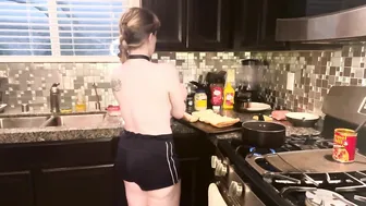 Cooking Chili Dogs - TOPLESS NO BRA #3