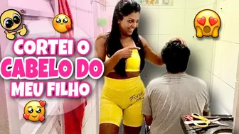 Rebaixei todo o cabelo do meu filho na tesoura