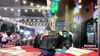 Girl ♥️♥️ Bull ♥️♥️ riding in short dress ! Mechanical bull ♥️♥️ riding! Benidorm bull ! Bull riding #2