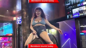 Girl in short dress ♥️♥️! Benidorm bull ! Mechanical bull Benidorm 4k #3