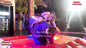 Bull ♥️♥️ riding in short dress ♥️♥️! Mechanical bull ♥️♥️ riding! Benidorm bull ♥️♥️ #4