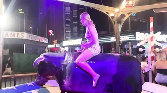 Mechanical bull riding! Beautiful girl bull riding! #2