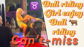 Girl enjoy bull ♥️♥️ riding ♉️! Mechanical bull ♥️♥️ riding ! Benidorm bull ♥️♥️ ! Bull ♥️♥️ riding #1