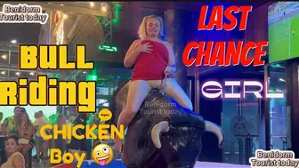 Bull ???? riding ???? in red dress ????! Mechanical bull ???? riding! Benidorm bull ???? riding