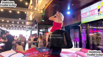 Bull ♥️♥️ riding ♥️♥️ in red dress ♥️♥️! Mechanical bull ♥️♥️ riding! Benidorm bull ♥️♥️ riding #2