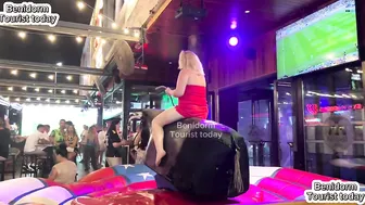 Bull ♥️♥️ riding ♥️♥️ in red dress ♥️♥️! Mechanical bull ♥️♥️ riding! Benidorm bull ♥️♥️ riding #3