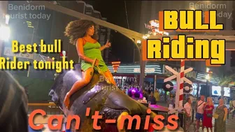 best bull rider tonight, she enjoy bull riding! Mechanical bull ♥️♥️! Benidorm bull ♥️♥️ #1