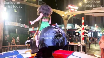 best bull rider tonight, she enjoy bull riding! Mechanical bull ♥️♥️! Benidorm bull ♥️♥️ #4