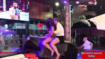 Two girls bull riding tonight! Mechanical bull! Benidorm bull! ♥️♥️ bull riding #4