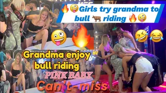 Girls trying to grandma bull riding tonight crazy ???? | mechanical bull riding | Benidorm bull ????