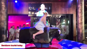 I think she nervous ♥️♥️? Mechanical bull riding! Benidorm bull ♥️♥️ #4