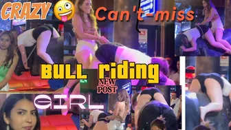 Two cowgirls short skirts! Mechanical bull ! Benidorm bull! Bull riding highlights! #1