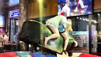 Two girls ride bull! Mechanical bull! Benidorm bull ♥️♥️ #3