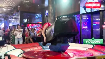 Girl in short dresses ♥️♥️ on Benidorm bull ! Mechanical bull 8k #2