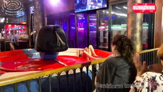 Girl in short dresses ♥️♥️ on Benidorm bull ! Mechanical bull 8k #4