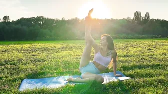 4k Beautiful Yoga Girl at Sunset #3