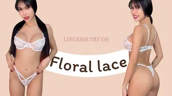 Floral Lace Underwire Lingerie Set | Try on haul #1