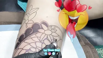 Bé xinh Full chân Nhật cổ đẹp #leethanhdnai #tattoo #timelapse #4