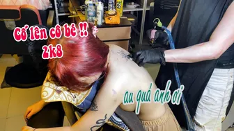 Bé xinh 2k8 xăm đẹp sóng lưng #leethanhdnai #tattoo #timelapse