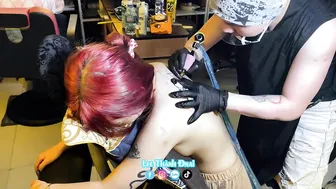 Bé xinh 2k8 xăm đẹp sóng lưng #leethanhdnai #tattoo #timelapse #4