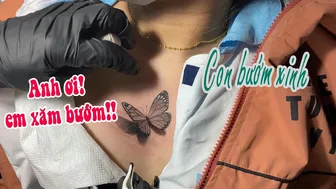 Cô gái xăm bướm ngc cover up #leethanhdnai #tattoo #timelapse