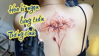 Bé xinh và hoa bĩ ngạn xăm lưng đẹp #leethanhdnai #tattoo #timelapse