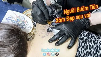 Hình xăm sau vai gợi cảm người bướm Angle #leethanhdnai #tattoo #timelasp