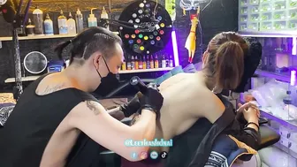 Khongche Bé xinh 2k5 lưng trần cặp loa siêu bự xăm đẹp sóng lưng Tattoo | Lee Thành Đnai #3