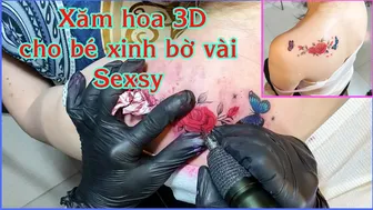 TATTOO xăm 3D hoa và bướm cho bé trắng xinh 2k2 | Lee Thành Đnai