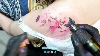 TATTOO xăm 3D hoa và bướm cho bé trắng xinh 2k2 | Lee Thành Đnai #4