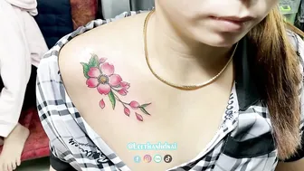 TATTOO Xăm hoa đào ngựz xinh xinh cho bé #minitattoo | Lee Thành Đnai #3