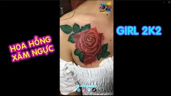 TATTOO hoa hồng hình xăm ngực bé xinh| Lee Thành Đnai #1