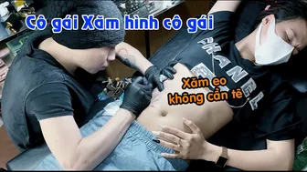 TATTOO xăm eo không tê hình xăm cô gái siêu đẹp | Lee Thành Đnai